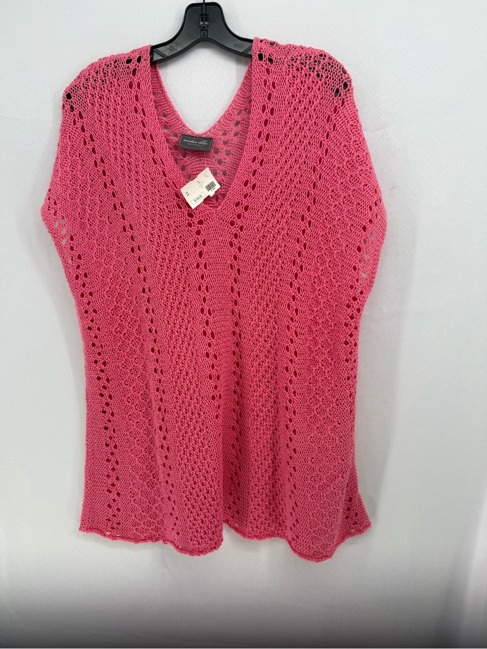 Wooden Ships Pink Crochet V-Neck Sweater Top